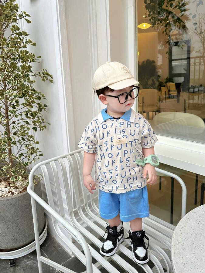 SB2235- bộ polo phối cổ thân in chữ