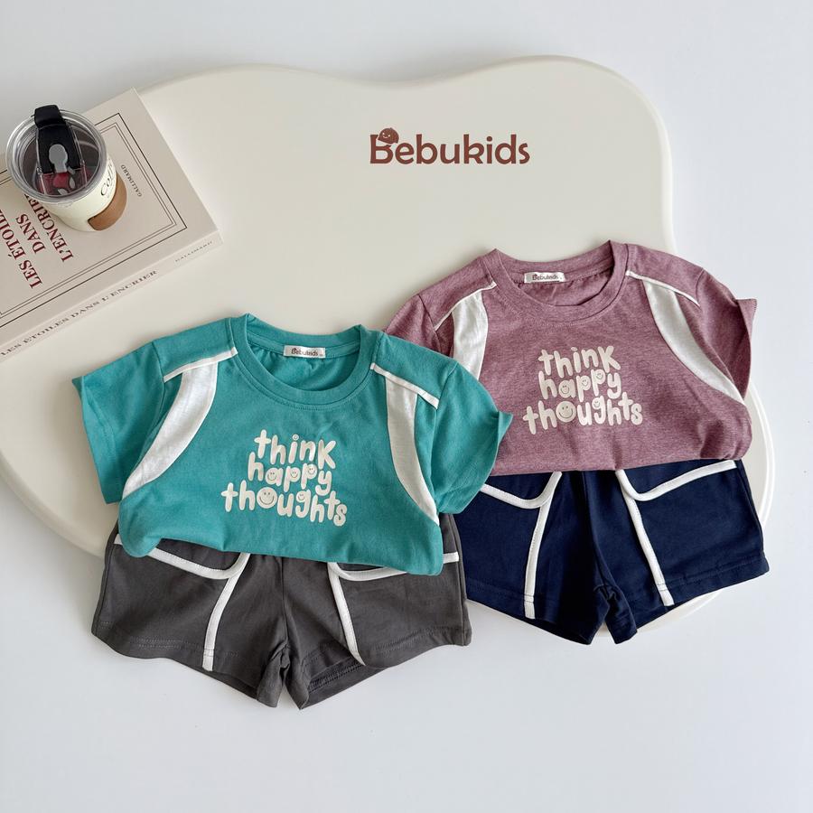 SB2258- bộ cộc tay in chữ think happy thoughts