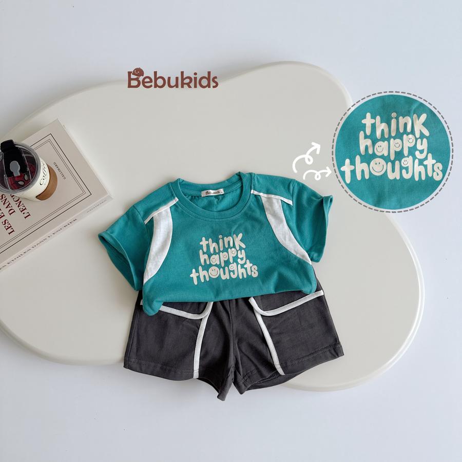 SB2258- bộ cộc tay in chữ think happy thoughts