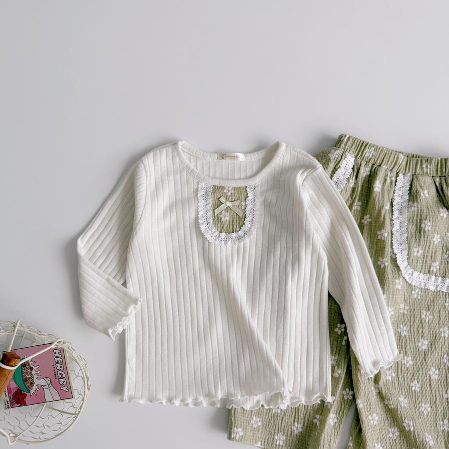 SB2394- bộ dài tay bé gái bèo nẹp, túi quần đính nơ nẹp