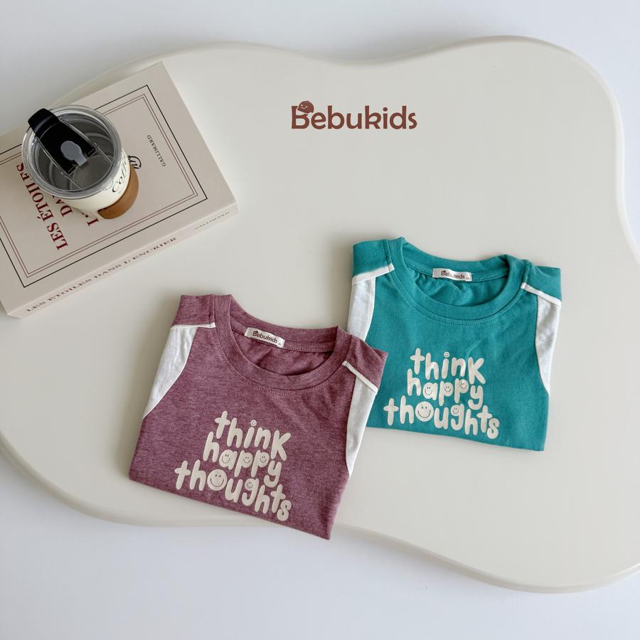 SB2258- bộ cộc tay in chữ think happy thoughts