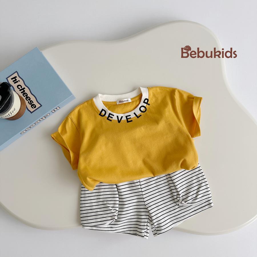 SB2310-bộ cộc tay phối cổ in chữ develop vàng