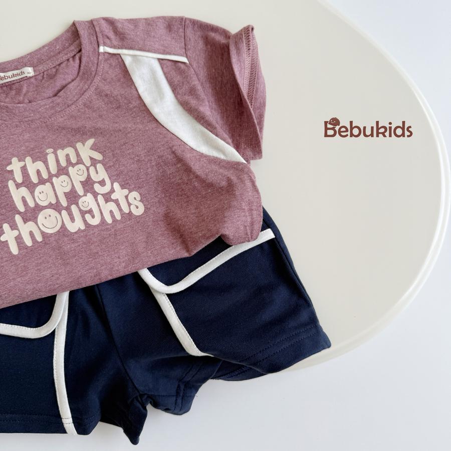 SB2258- bộ cộc tay in chữ think happy thoughts