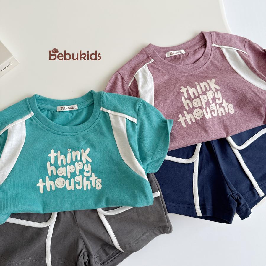 SB2258- bộ cộc tay in chữ think happy thoughts