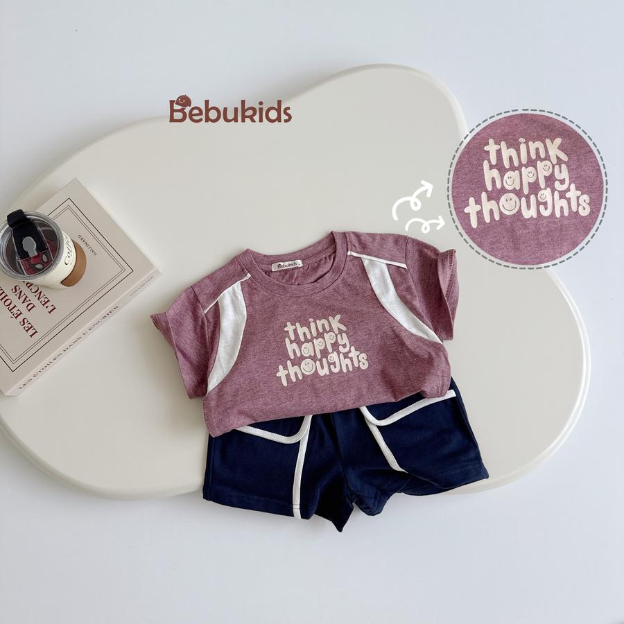 SB2258- bộ cộc tay in chữ think happy thoughts