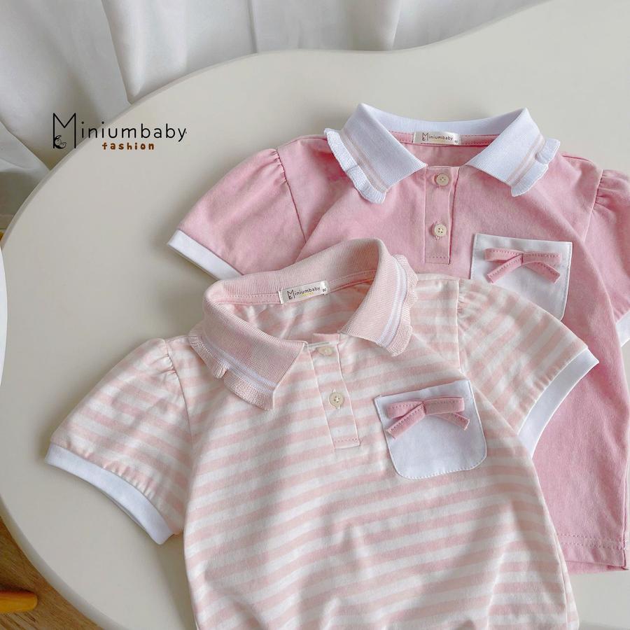 SB2304-bộ cộc cổ bèo túi ngực đính nơ