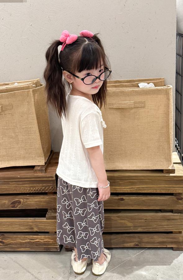 SB2443- bộ cổ sen bèo cổ in nơ phối quần dài