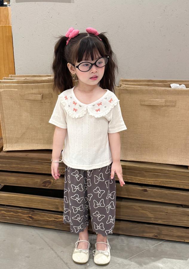 SB2443- bộ cổ sen bèo cổ in nơ phối quần dài