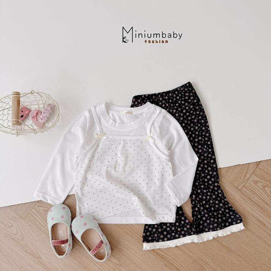 SB2413- bộ dài tay bé gái phối thân bi, quần hoa