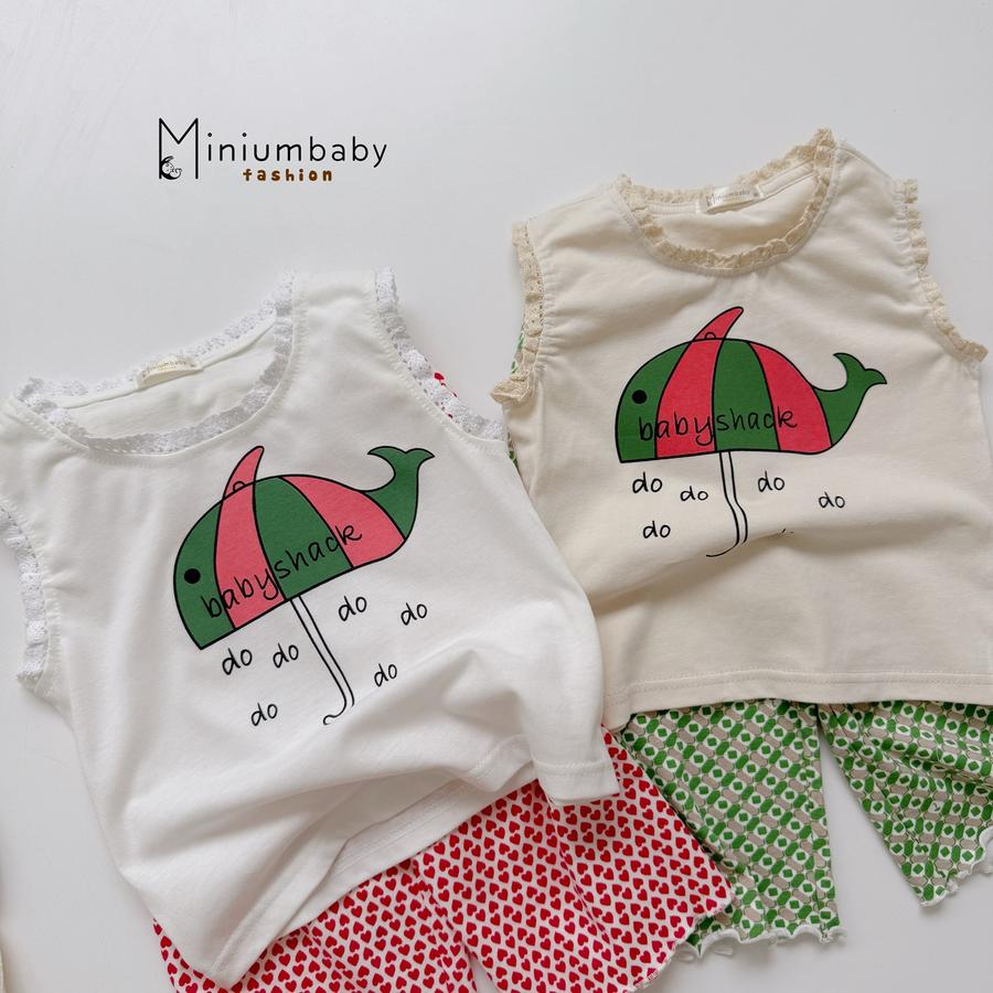 SB2368- bộ sát nách quần lửng bé gái in ô cá heo kẻ, babyshack