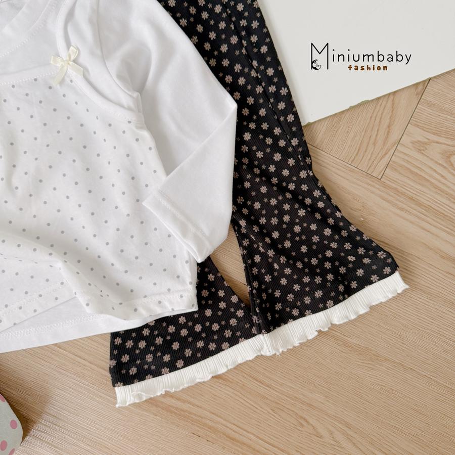 SB2413- bộ dài tay bé gái phối thân bi, quần hoa