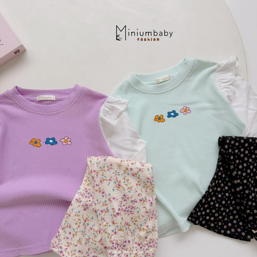 SB2406- bộ dài tay bé gái phối tay bèo vai bo tay in hoa