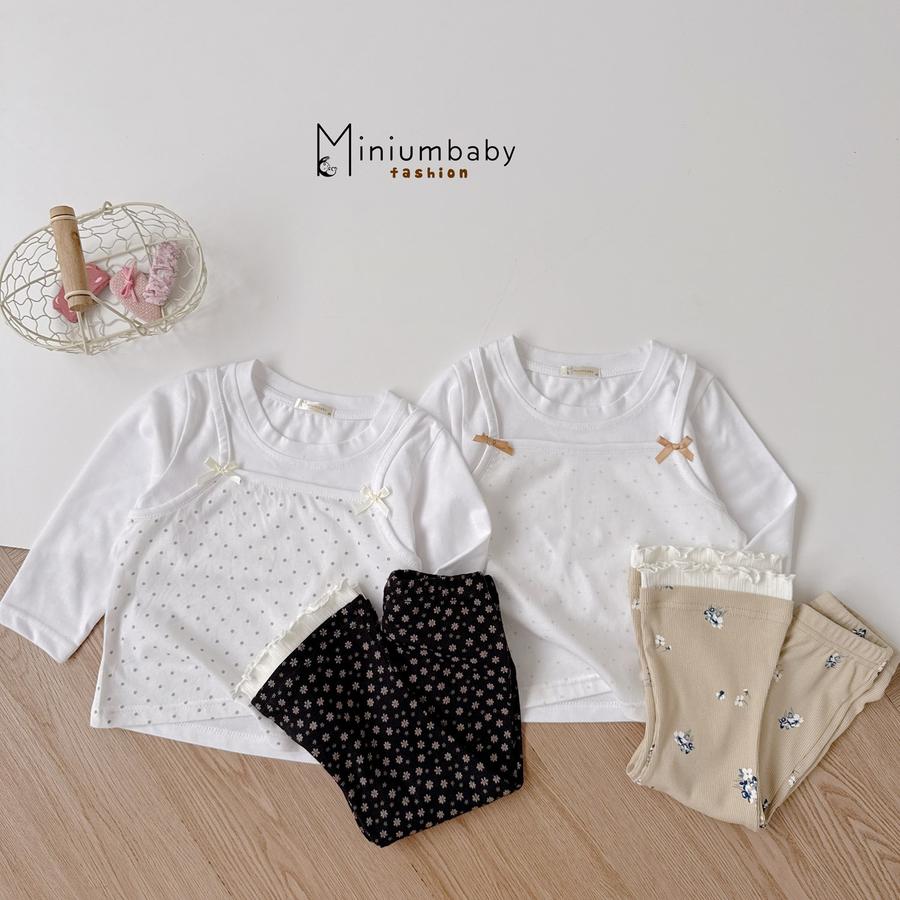 SB2413- bộ dài tay bé gái phối thân bi, quần hoa