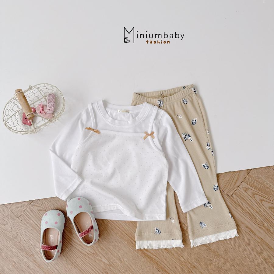 SB2413- bộ dài tay bé gái phối thân bi, quần hoa