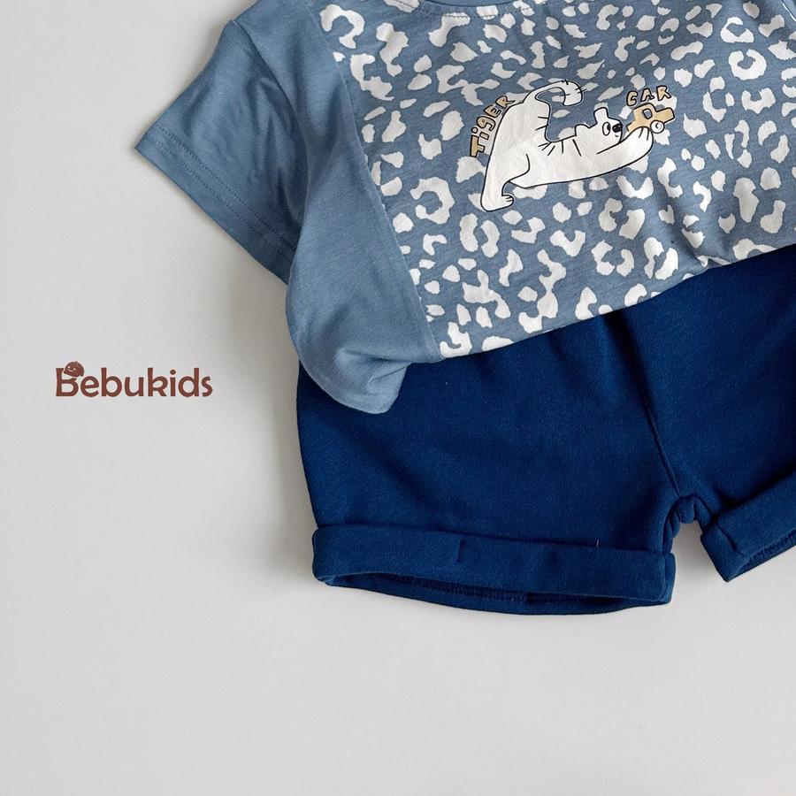 SB2294- bộ cộc tay da báo phối sườn, tay màu trơn