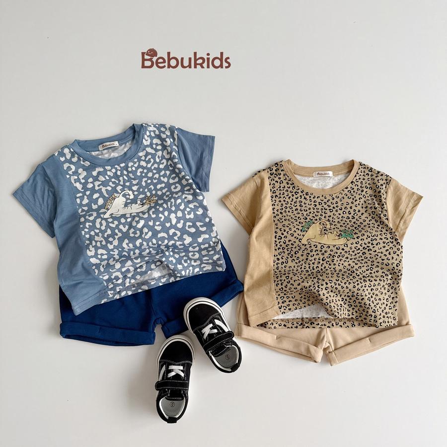 SB2294- bộ cộc tay da báo phối sườn, tay màu trơn