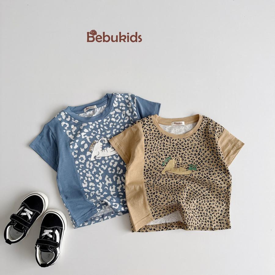 SB2294- bộ cộc tay da báo phối sườn, tay màu trơn