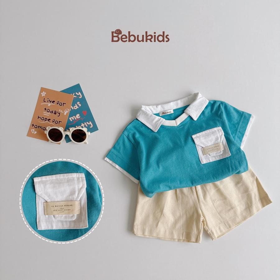 SB2229-bộ polo phối cổ, gấu tay,túi ngực