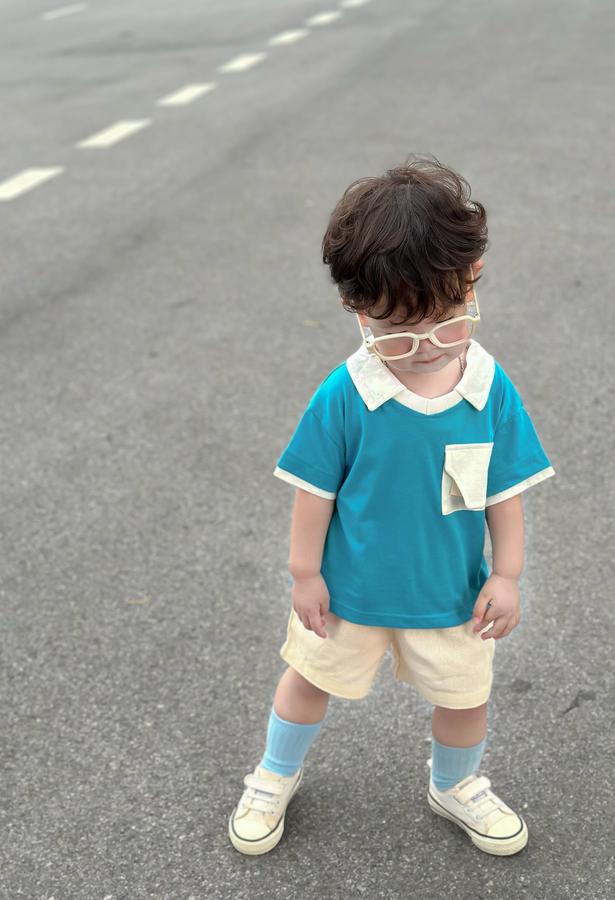 SB2229-bộ polo phối cổ, gấu tay,túi ngực