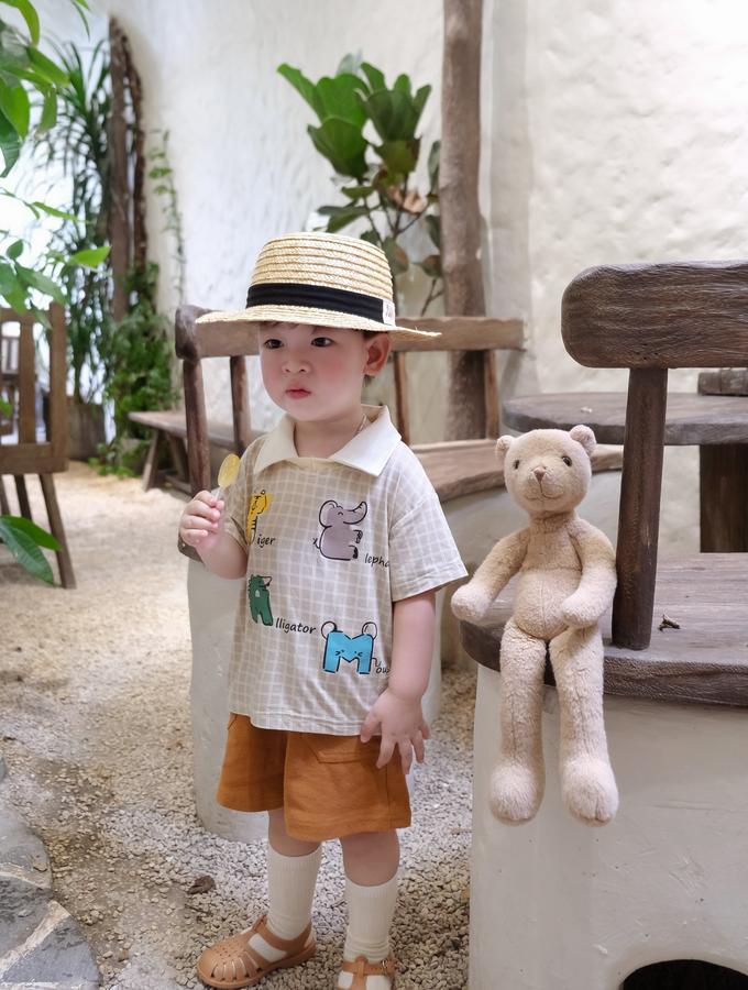 SB2253- bộ polo karo in chữ động vật