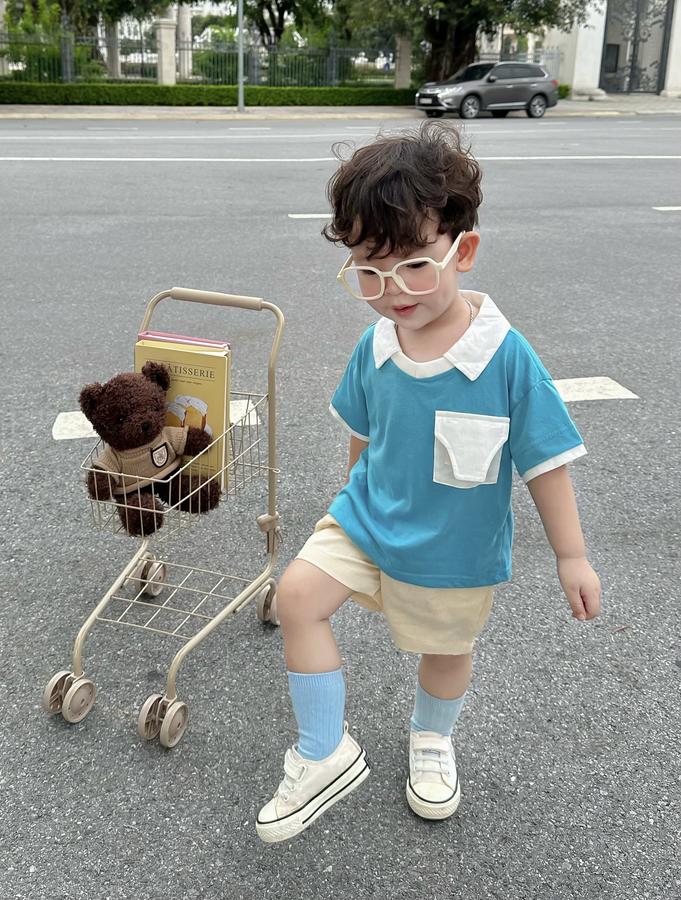 SB2229-bộ polo phối cổ, gấu tay,túi ngực