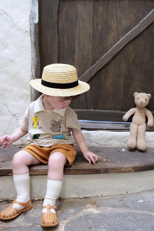 SB2253- bộ polo karo in chữ động vật