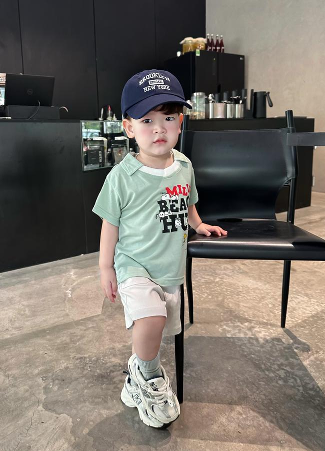 SB2236- bộ polo in chữ million beagle hugs ngực