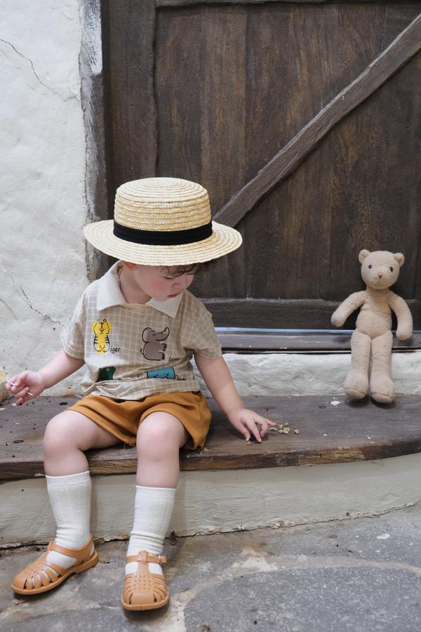 SB2253- bộ polo karo in chữ động vật