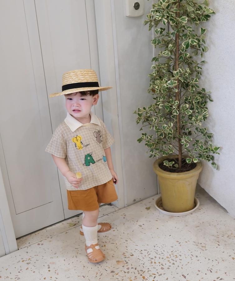 SB2253- bộ polo karo in chữ động vật