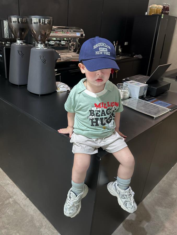 SB2236- bộ polo in chữ million beagle hugs ngực