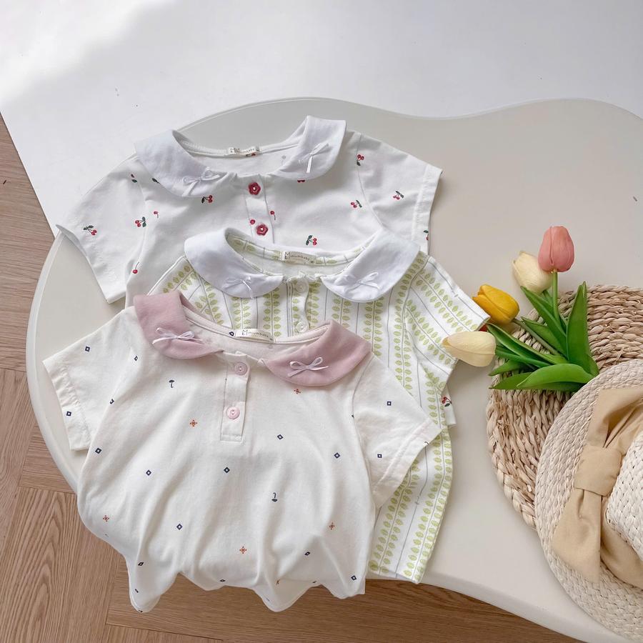 SB2441-bộ cổ sen phối cổ đính nơ cổ, quần trơn