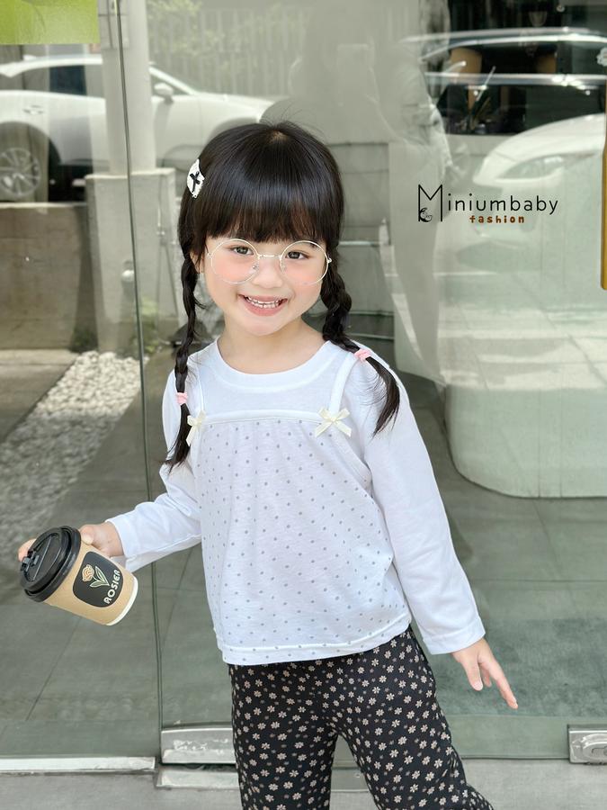 SB2413- bộ dài tay bé gái phối thân bi, quần hoa