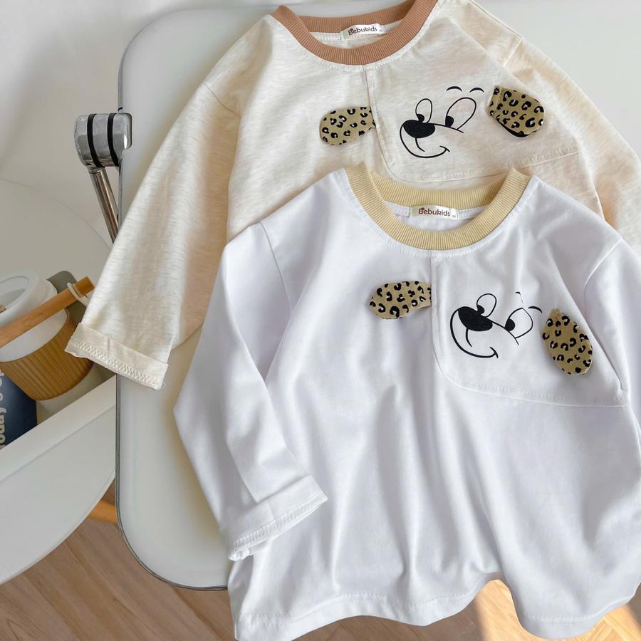 SB2410- bộ dài tay bé trai in cũn đính tai báo