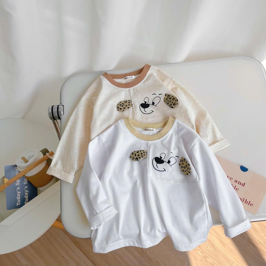 SB2410- bộ dài tay bé trai in cũn đính tai báo