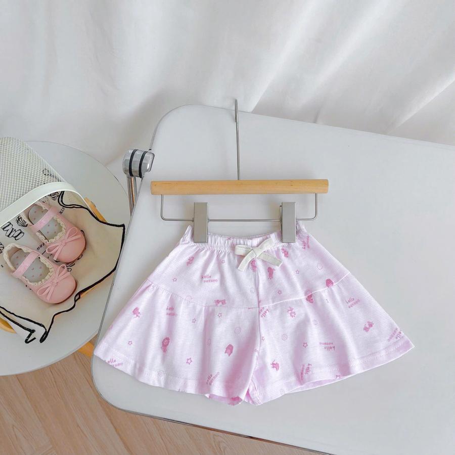 V2427- quần váy bé gái gấu hồng