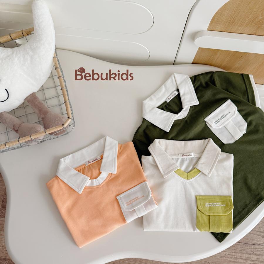 SB2116-polo cổ v túi ngực in chữ