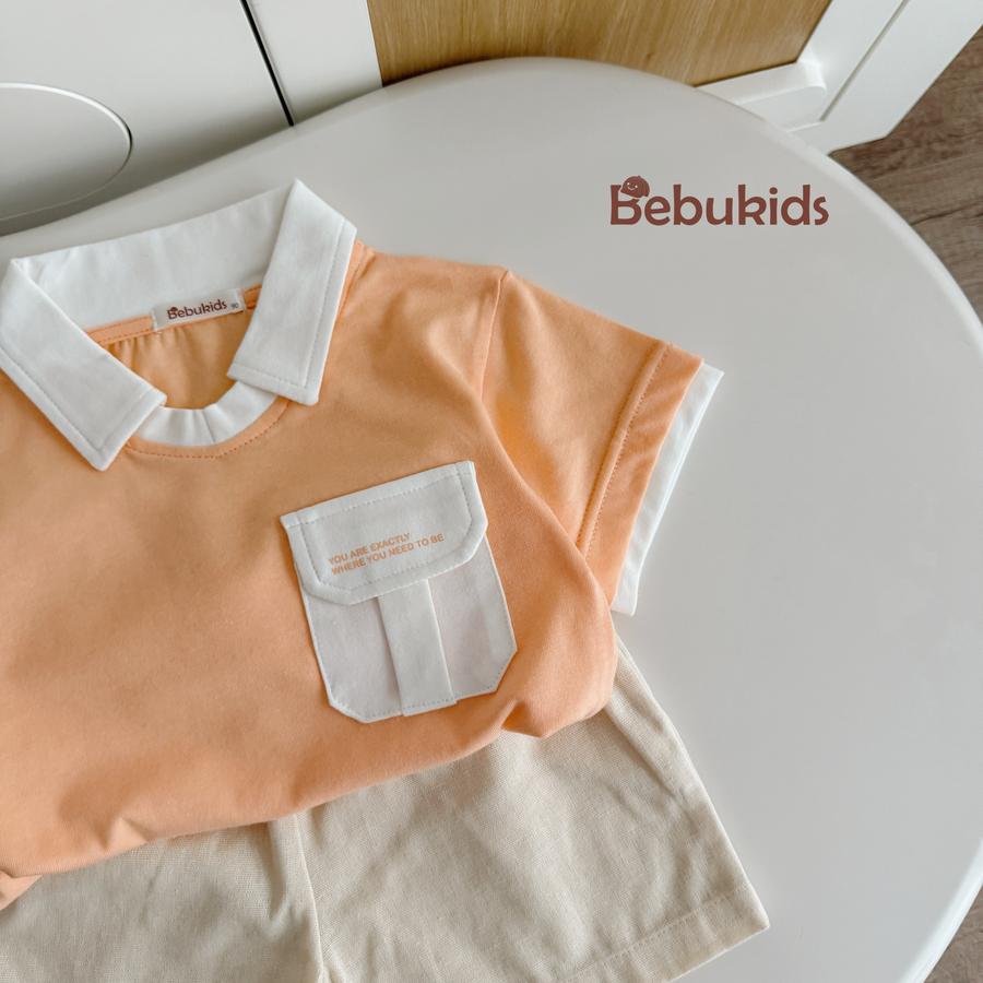 SB2116-polo cổ v túi ngực in chữ