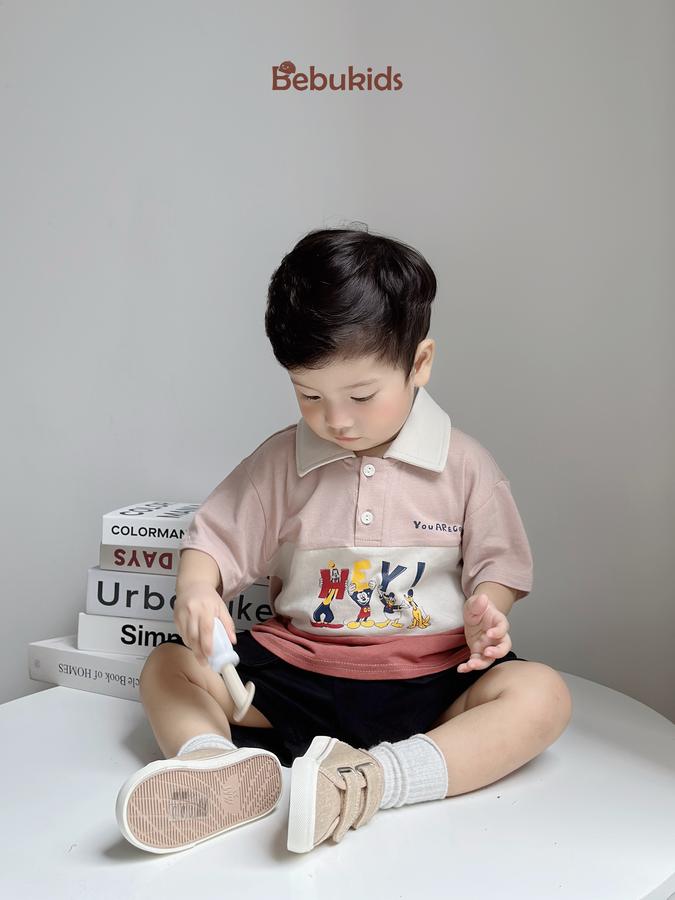 SB2255- bộ polo phối than in chuột mickey, hey