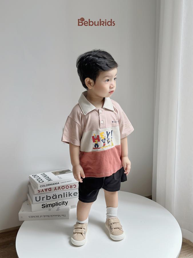 SB2255- bộ polo phối than in chuột mickey, hey
