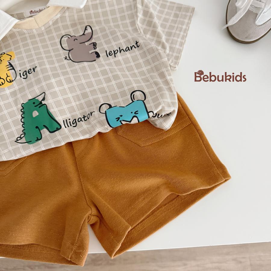 SB2253- bộ polo karo in chữ động vật