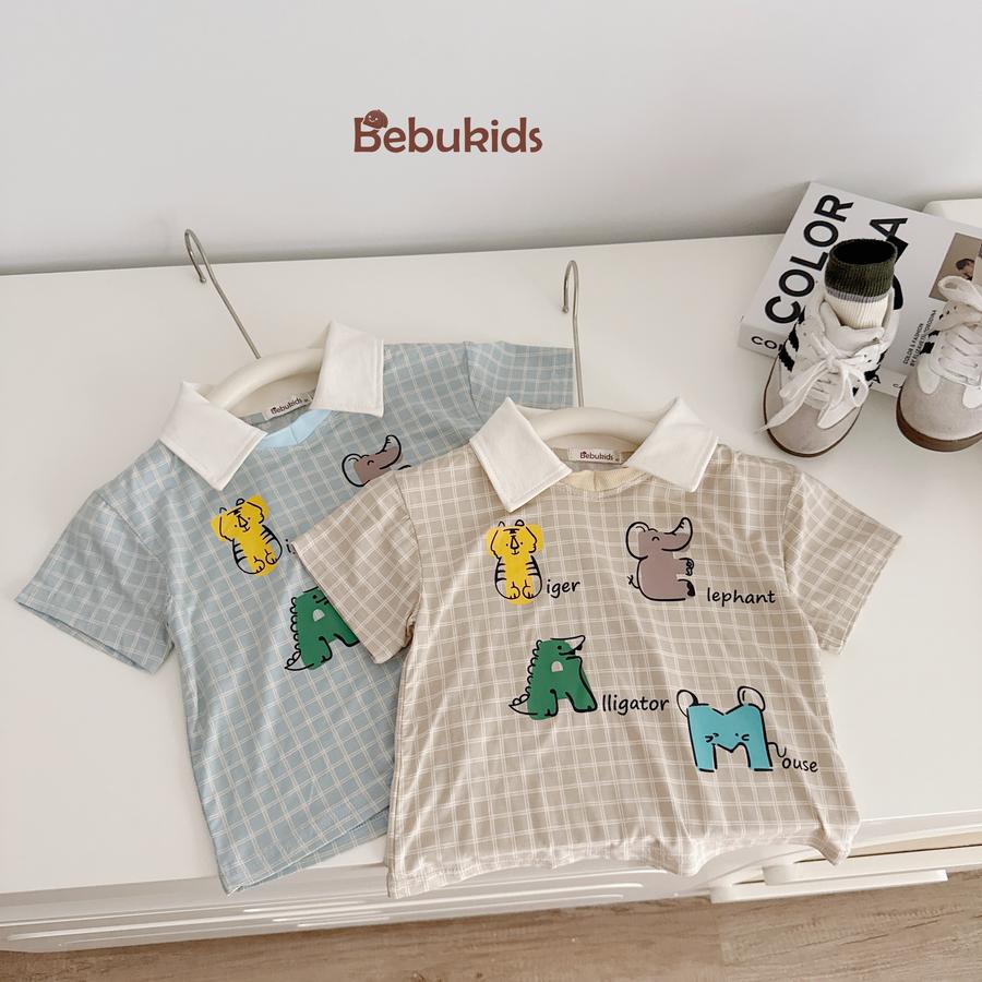 SB2253- bộ polo karo in chữ động vật