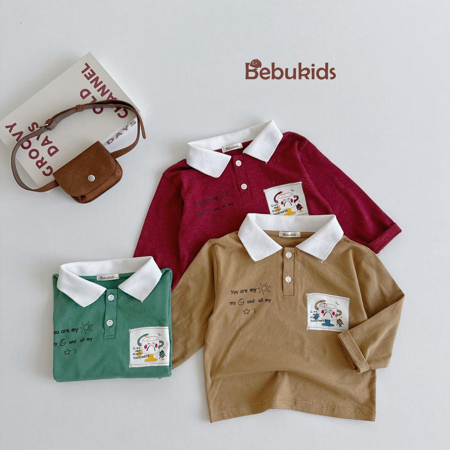 SB2398- bộ dài tay bé trai phối cổ, logo ngực in ly, in chữ you are my