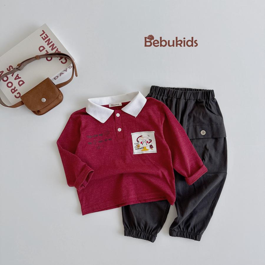 SB2398- bộ dài tay bé trai phối cổ, logo ngực in ly, in chữ you are my