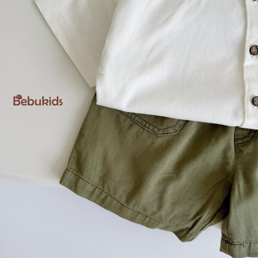 SB2131- bộ sơ mi túi cá sấu bé trai