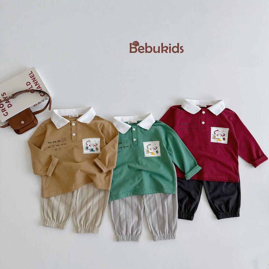 SB2398- bộ dài tay bé trai phối cổ, logo ngực in ly, in chữ you are my