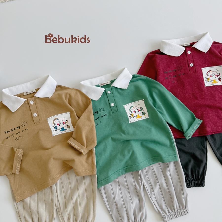 SB2398- bộ dài tay bé trai phối cổ, logo ngực in ly, in chữ you are my