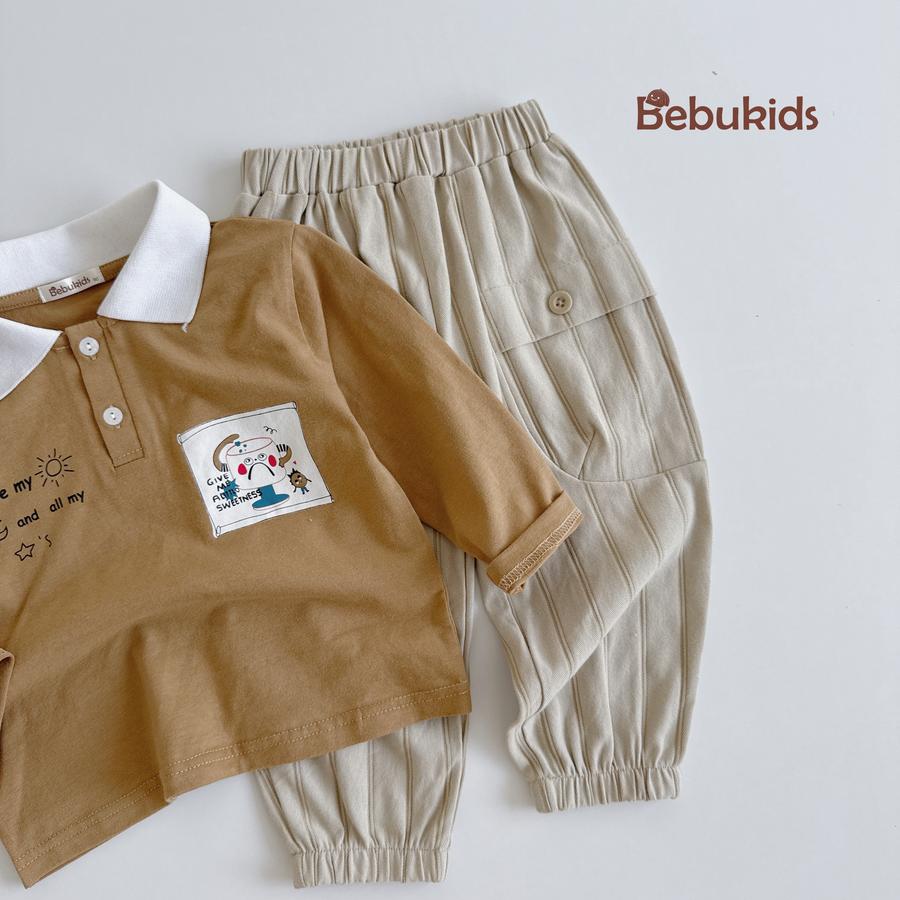 SB2398- bộ dài tay bé trai phối cổ, logo ngực in ly, in chữ you are my