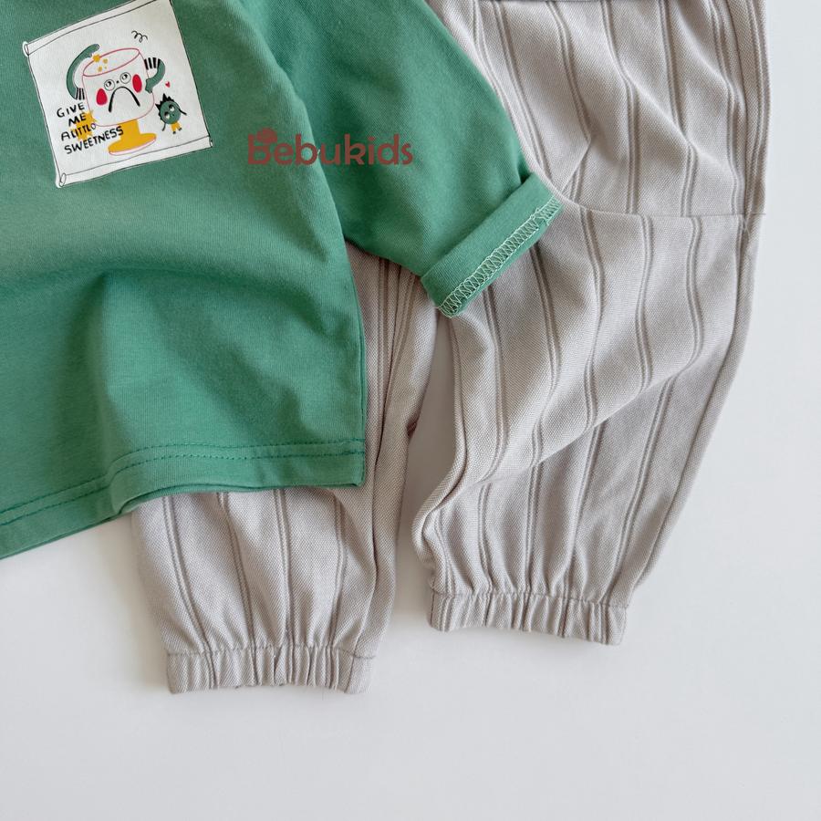 SB2398- bộ dài tay bé trai phối cổ, logo ngực in ly, in chữ you are my