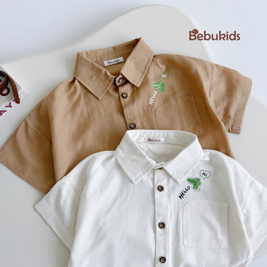 SB2131- bộ sơ mi túi cá sấu bé trai
