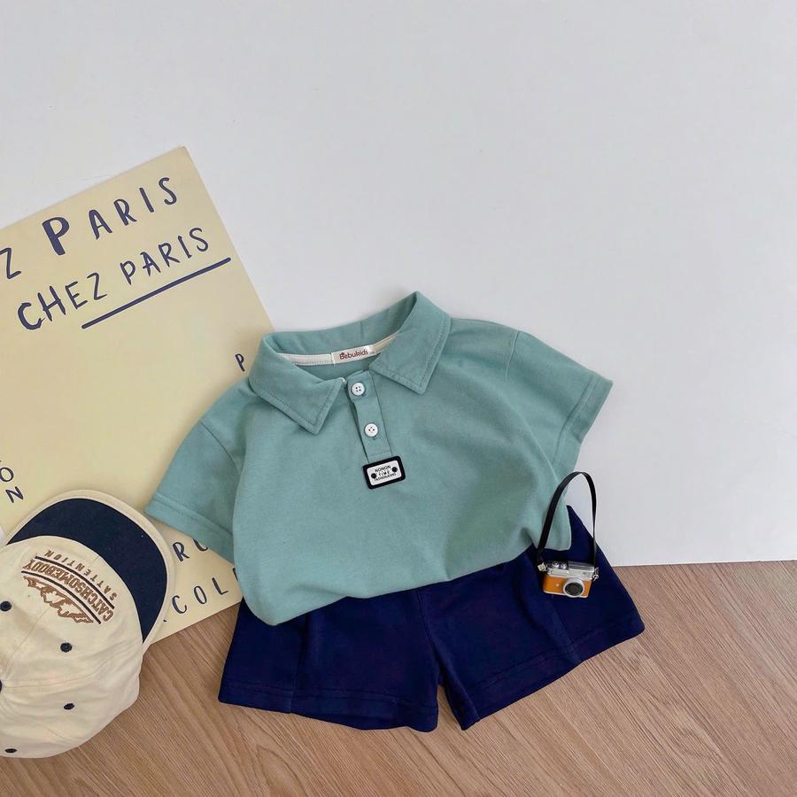 SB2386- bộ polo mix màu bé trai xanhtron